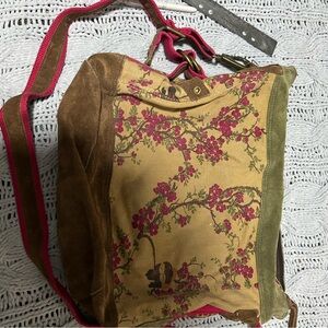Lucky brand Floral Canvas and Suede Shoulder Bag